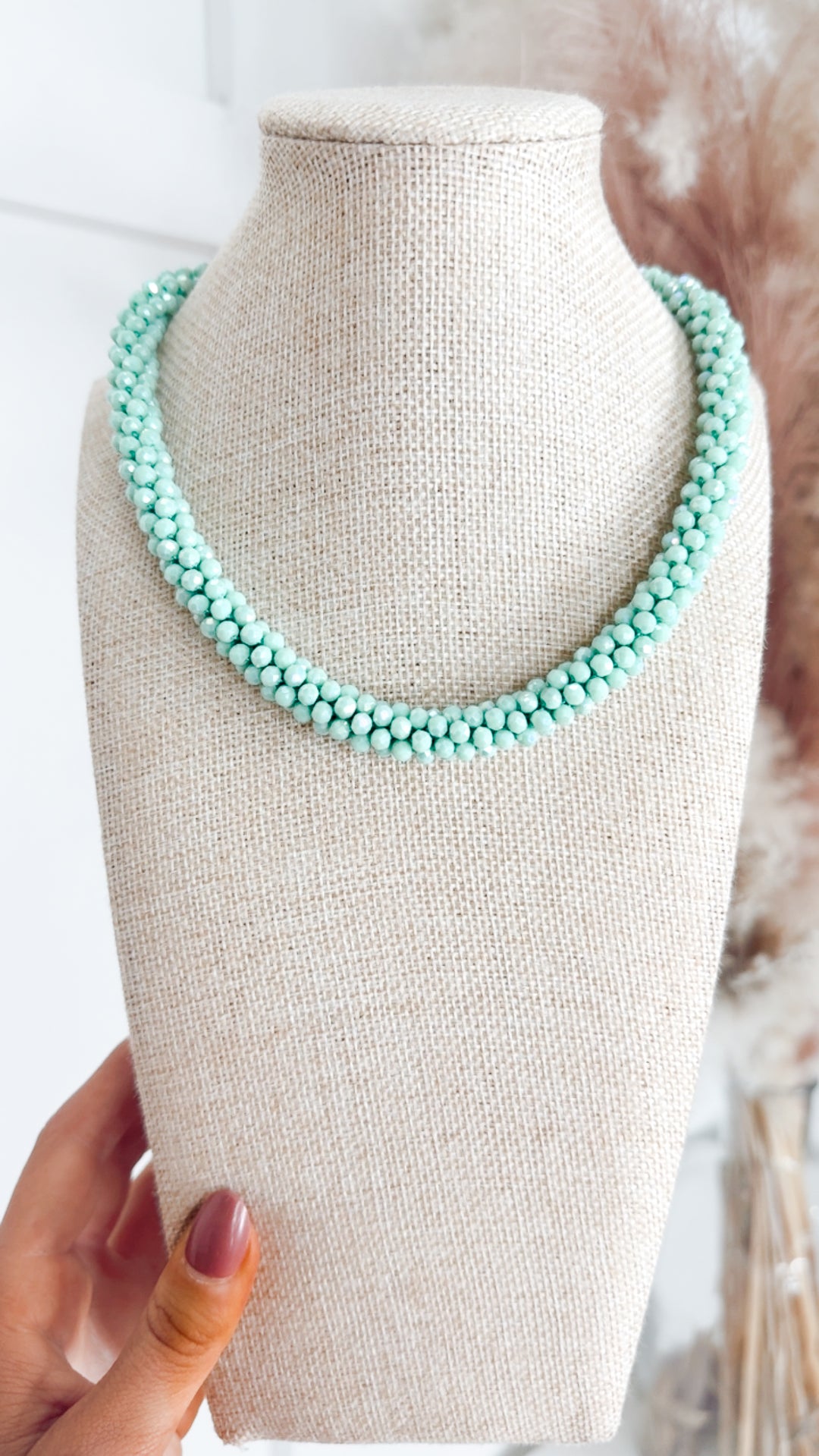 The Reba Beaded Necklace-Mint