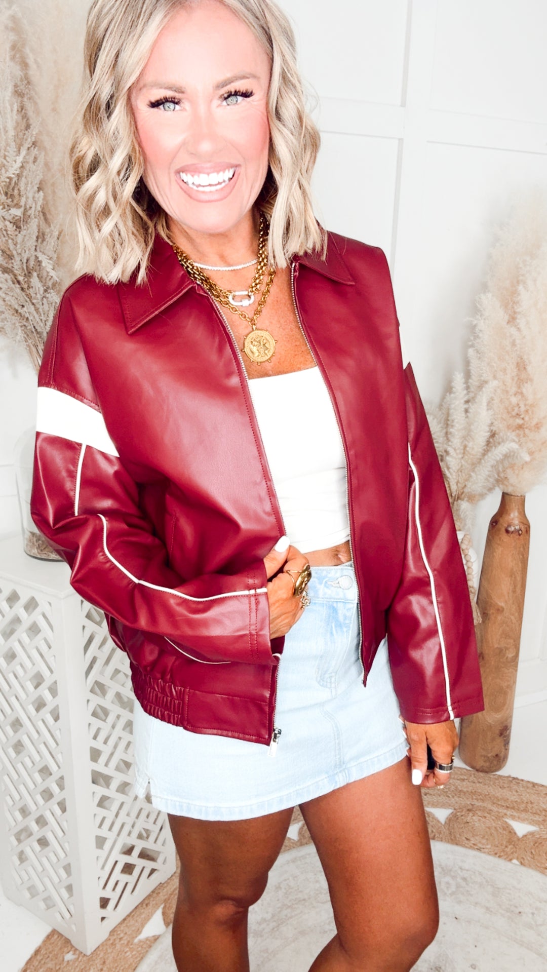 Camila Faux Leather Racer Jacket