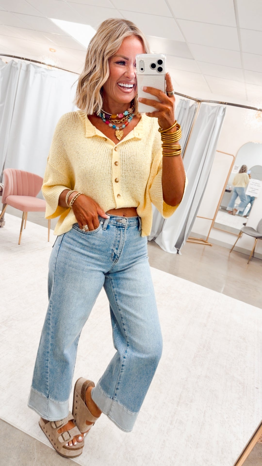 The Brandi Button Down Cardigan-Yellow