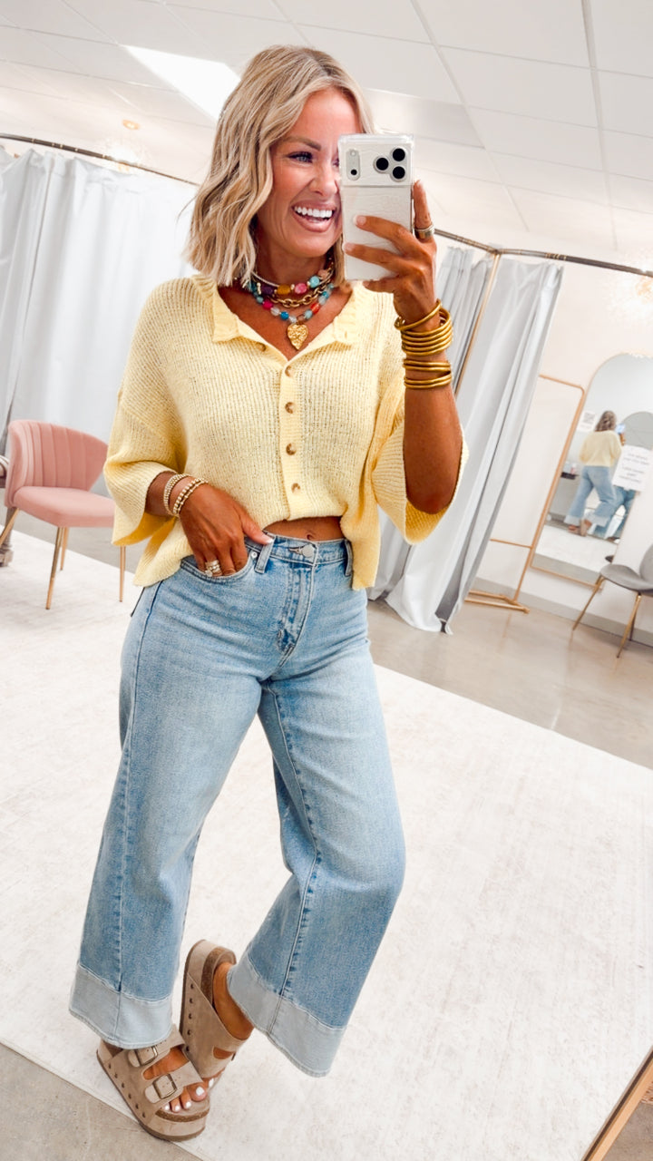 The Brandi Button Down Cardigan-Yellow