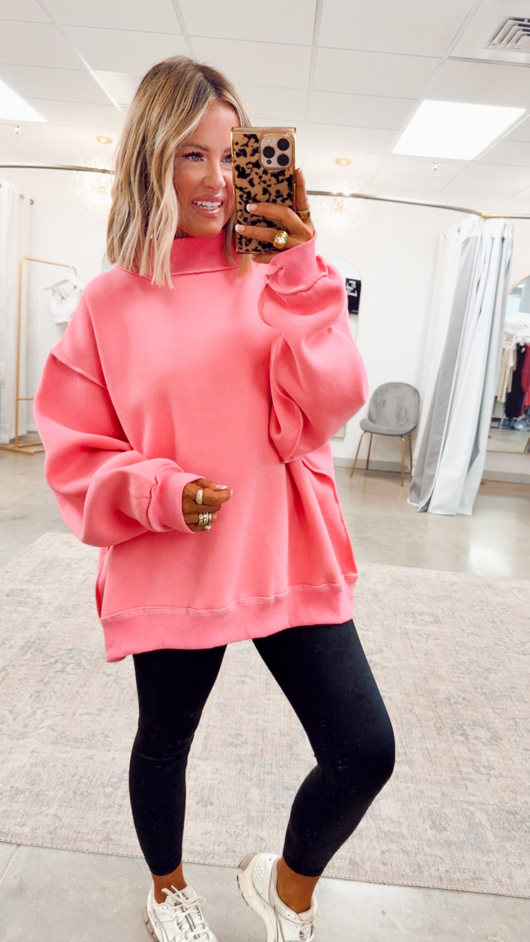 Pink Reversible Mock Neck Sweatshirt