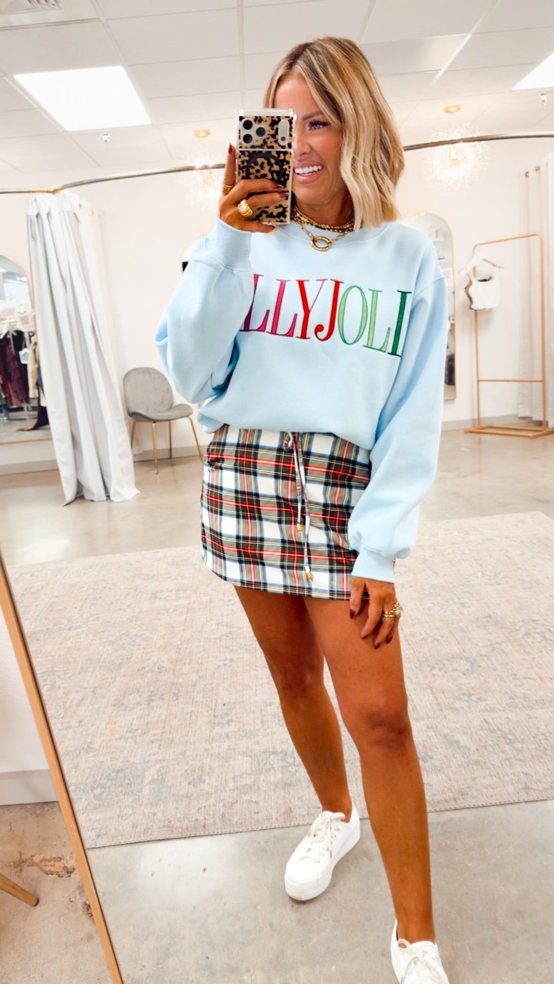 Christmas Plaid Skort-Red