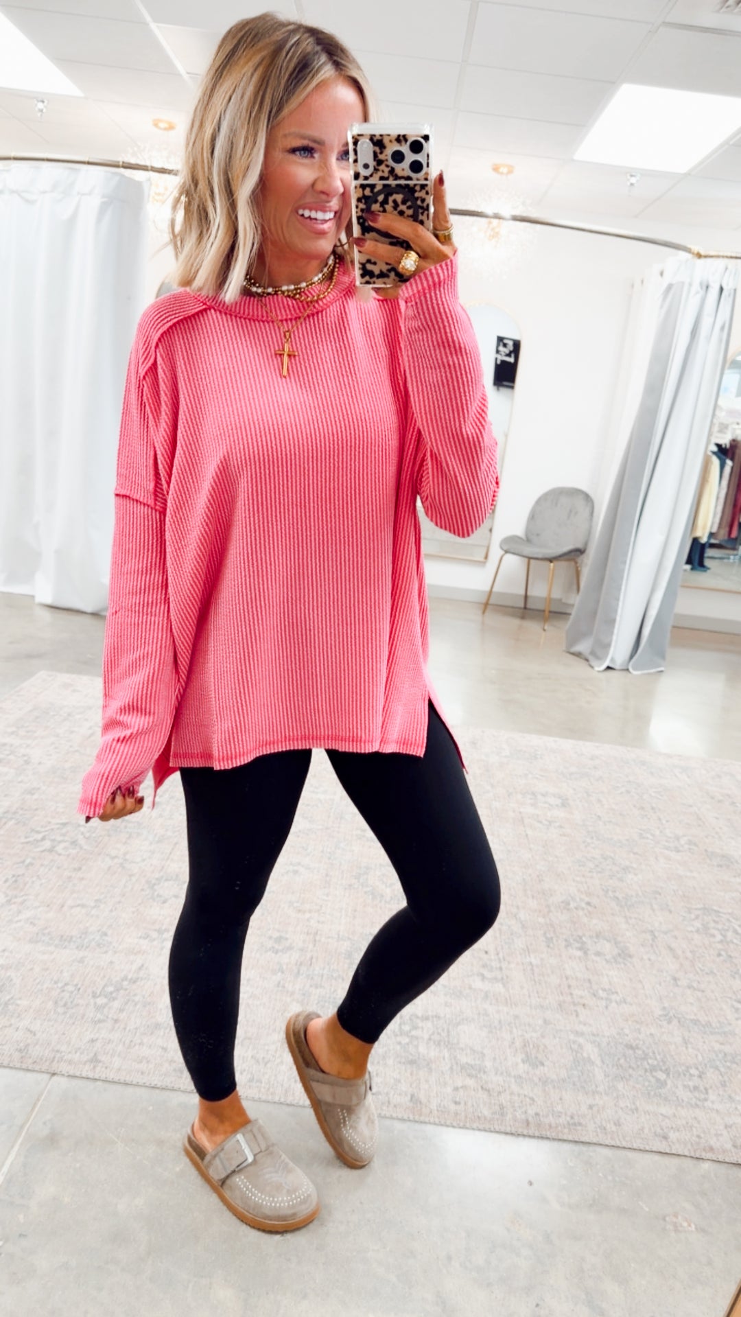 The Haisley Ribbed Top-Fuchsia