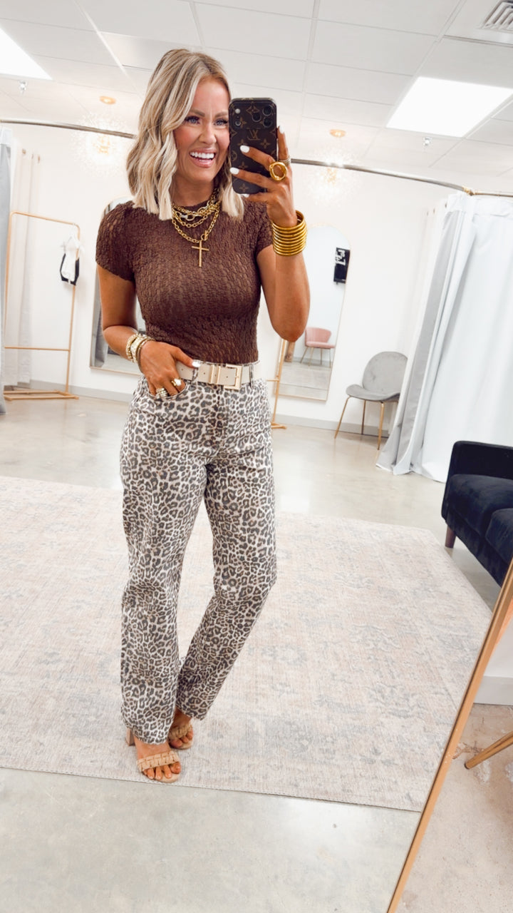 The Lace Drift Top-Chocolate