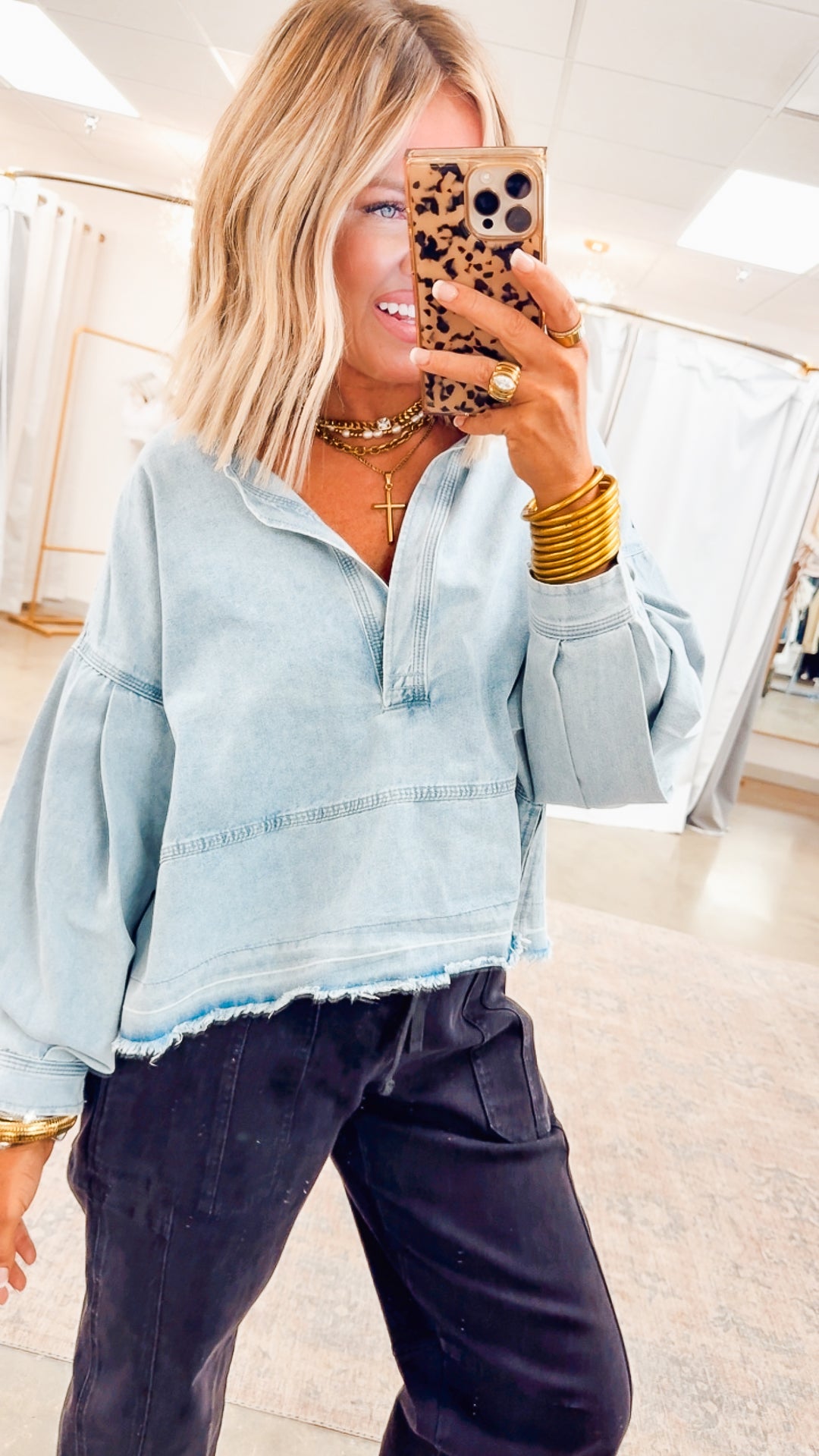 Avery Mineral Wash Denim Top