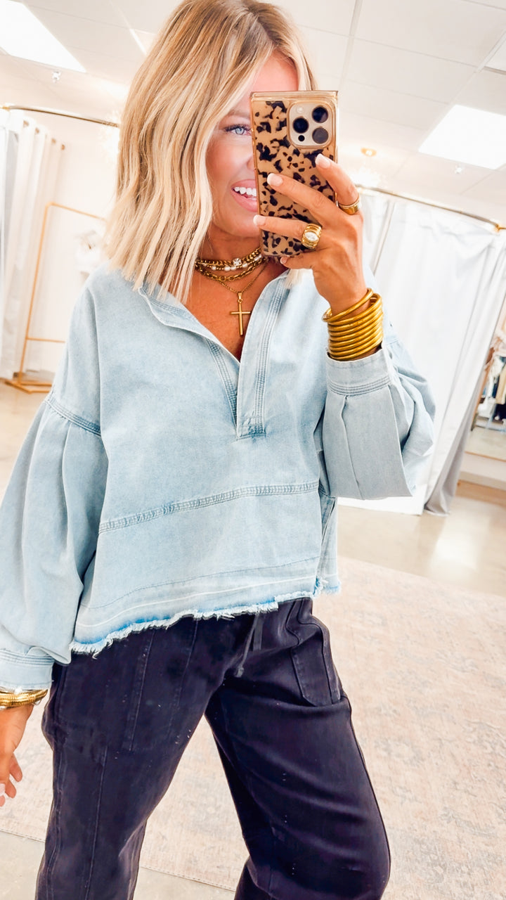 Avery Mineral Wash Denim Top