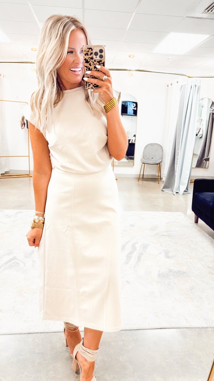 Beige Sophisticated Draped Set