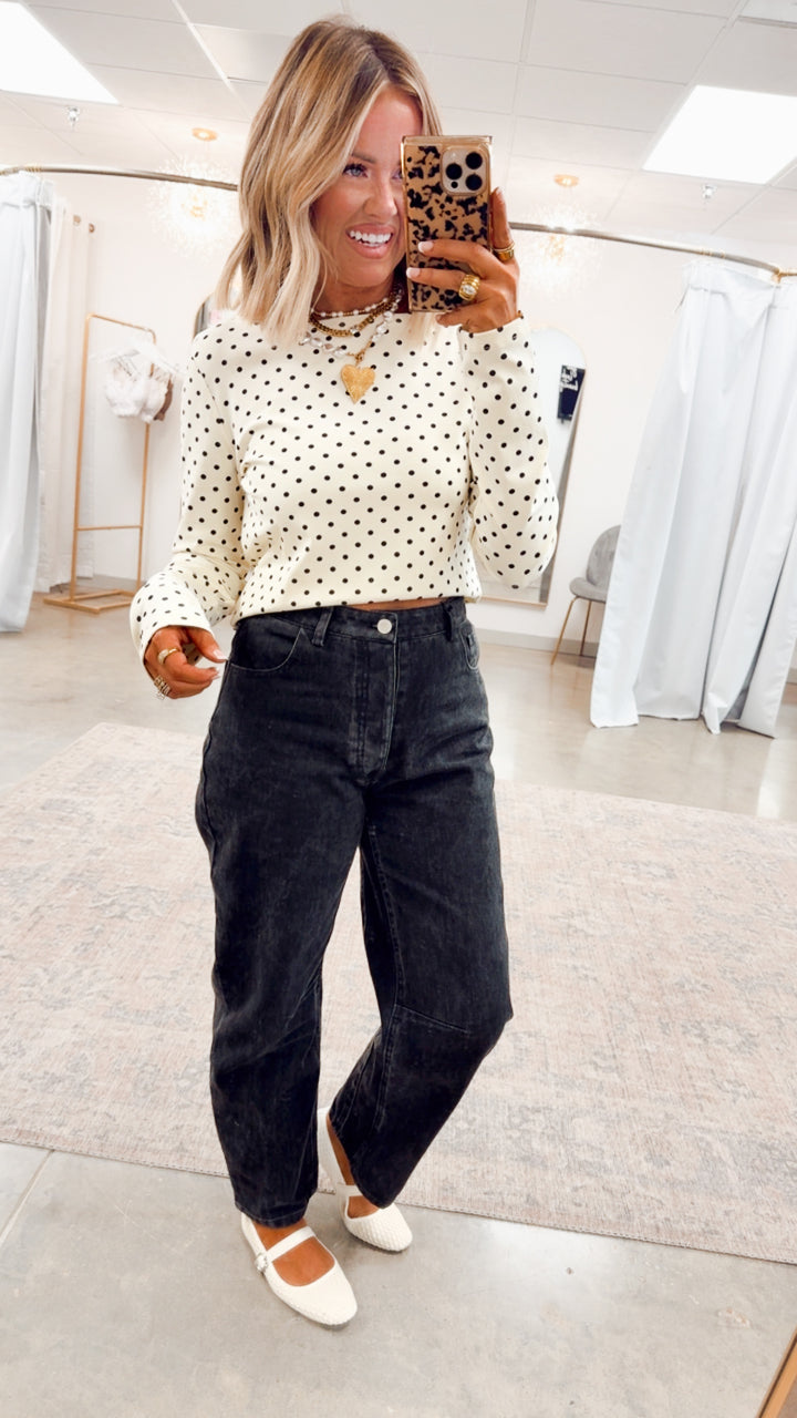 Mina Polka Dot Top-Ivory