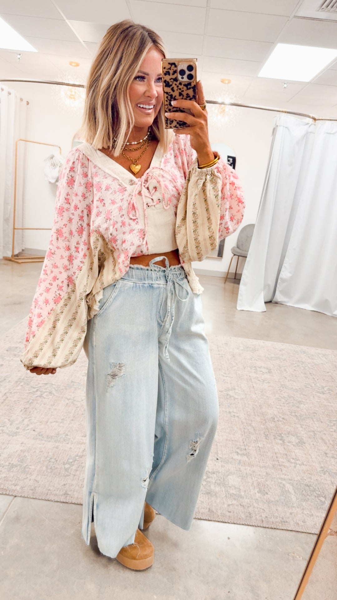 Gizelle Balloon Sleeve Blouse-Pink