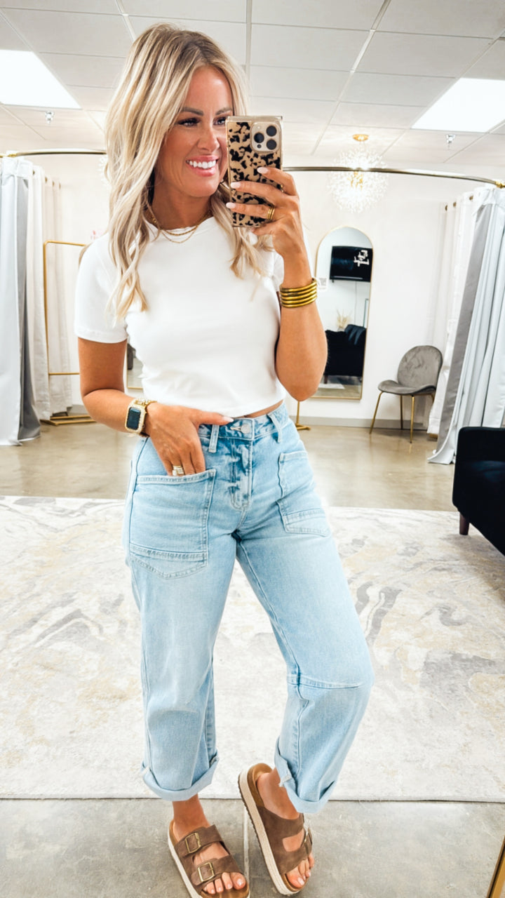 Casual Cropped Top-White