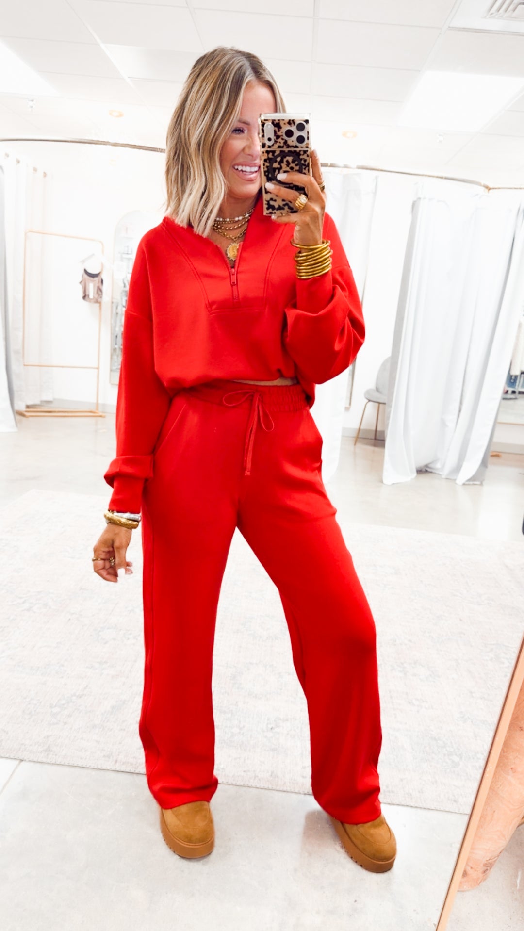 Smooth Form Half Zip Jacket-Red