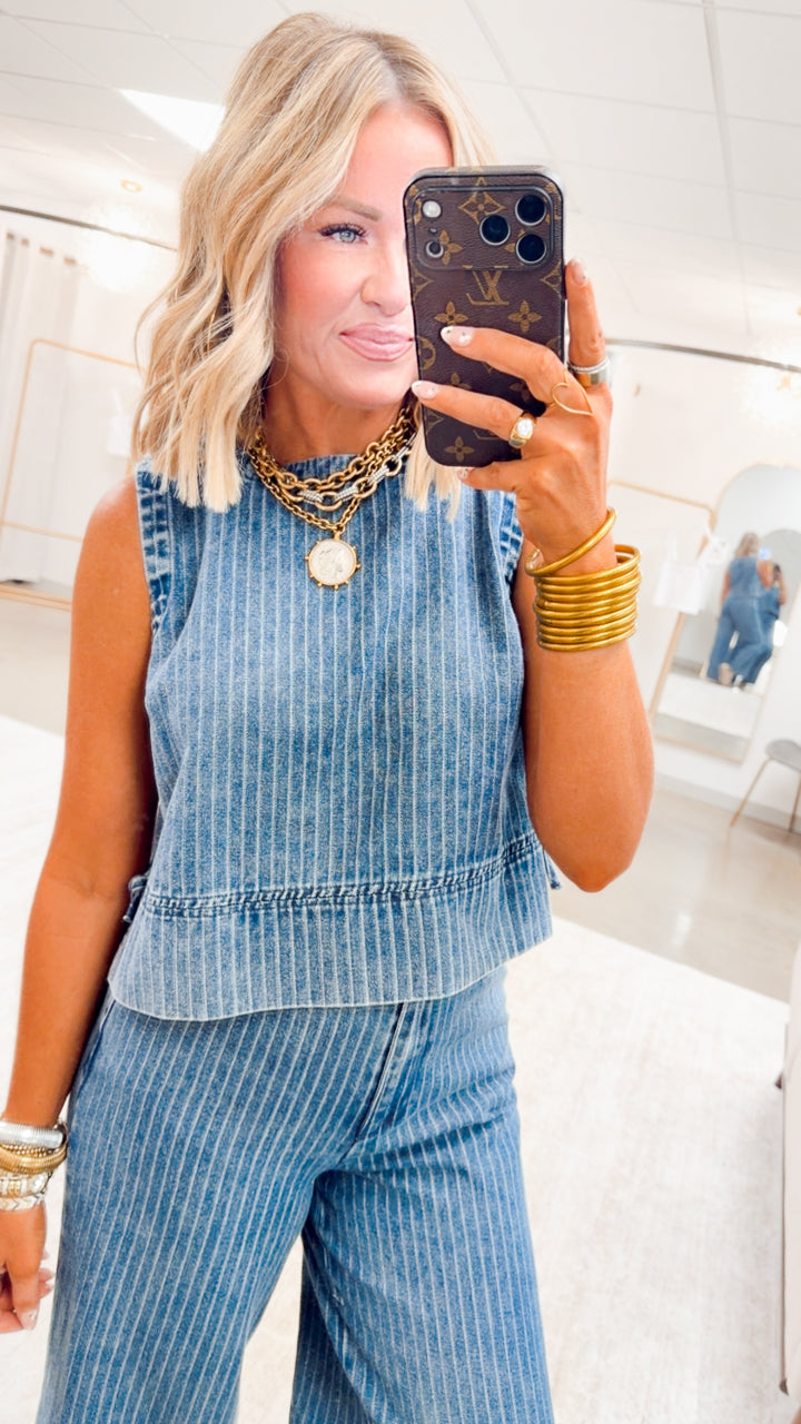 The Bayside Stripe Denim Set