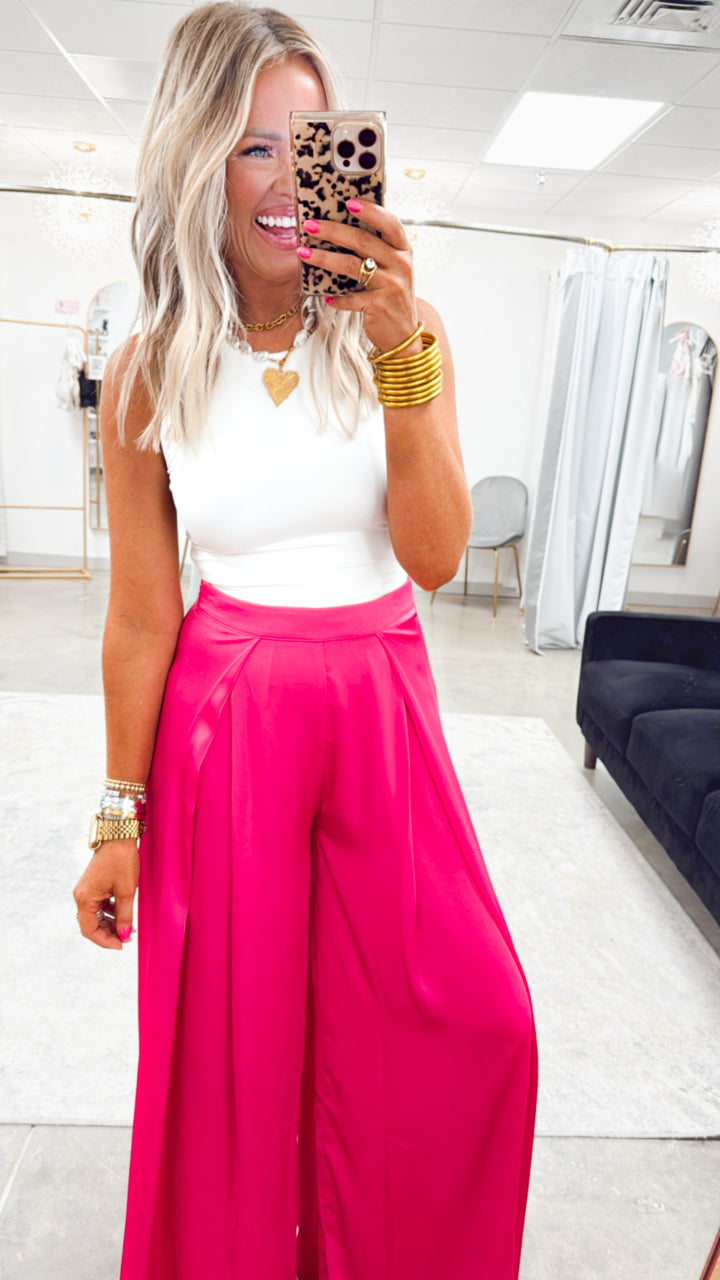 The Gia Satin Wide-Leg Pants