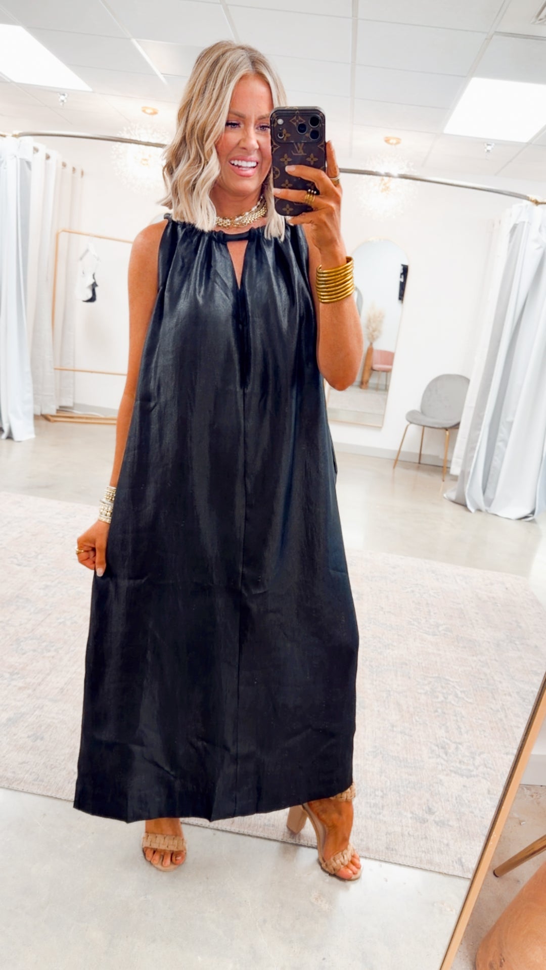 Halter Tie Back Dress-Black