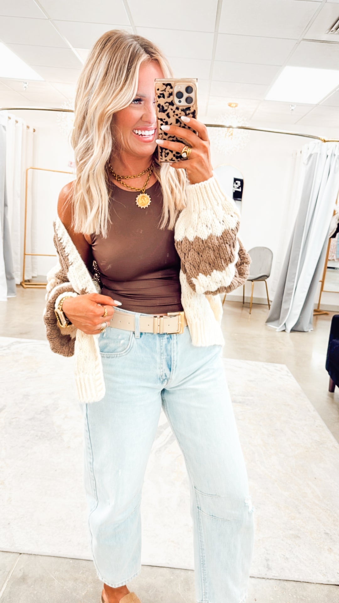 Textured Striped Sweater Cardigan