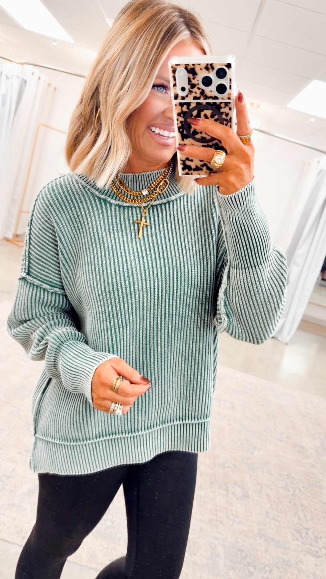 Breezy Cropped Sweater-Hunter Green