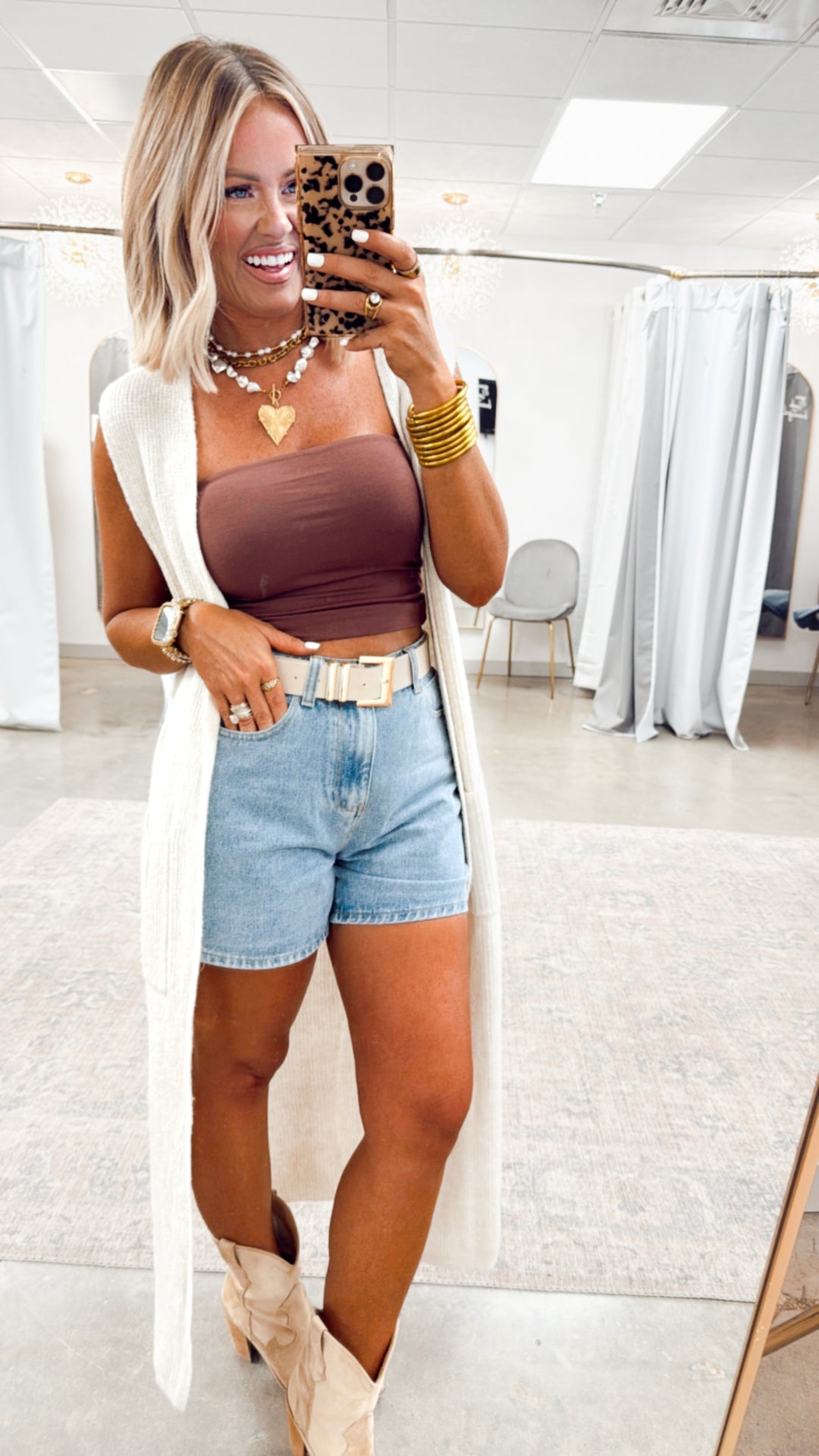 Long Sweater Vest Cardigan-Champagne