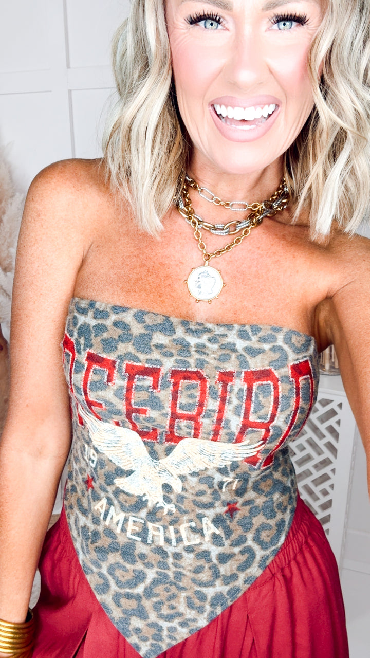 Free Bird America 1977 Tube Top-Leopard