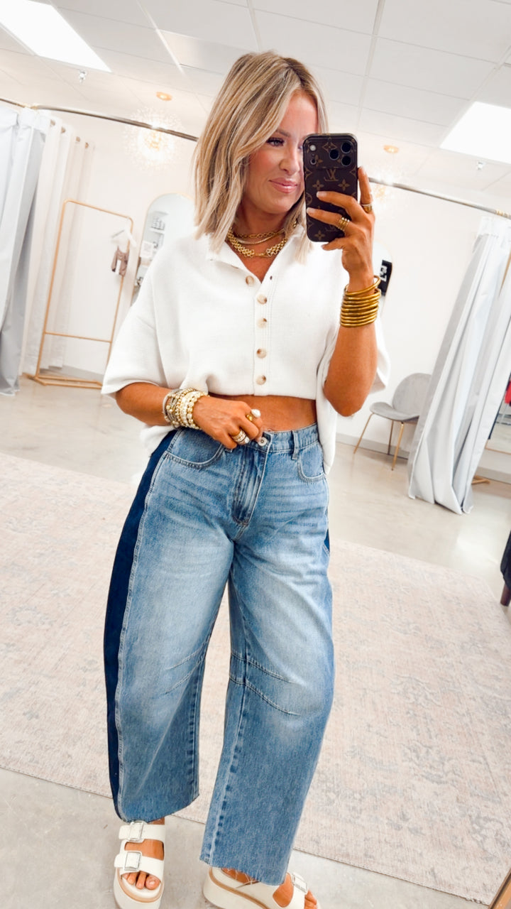 The Windsor Button Up Top-White