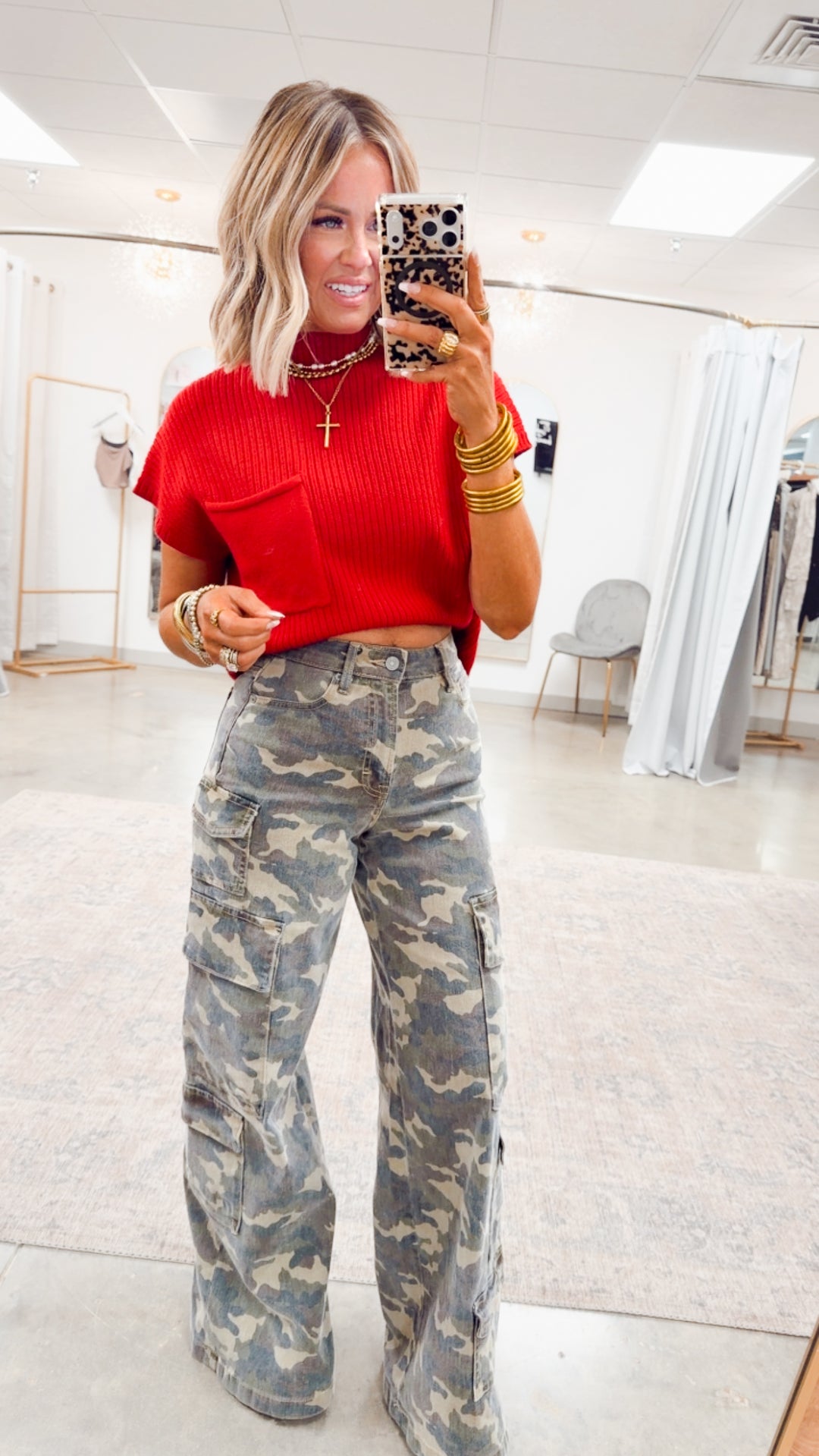 Dani Ribbed Short Sleeve Sweater-Red