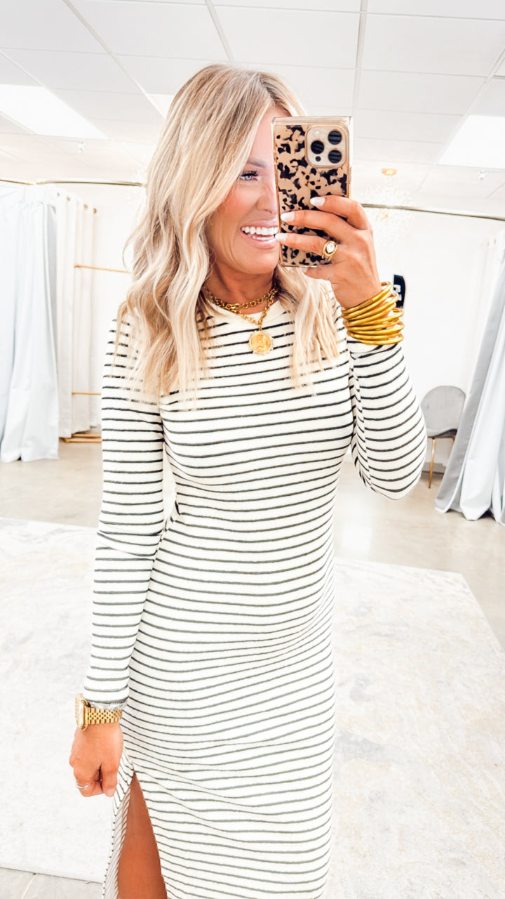 Andi Stripe Midi Dress-Cream