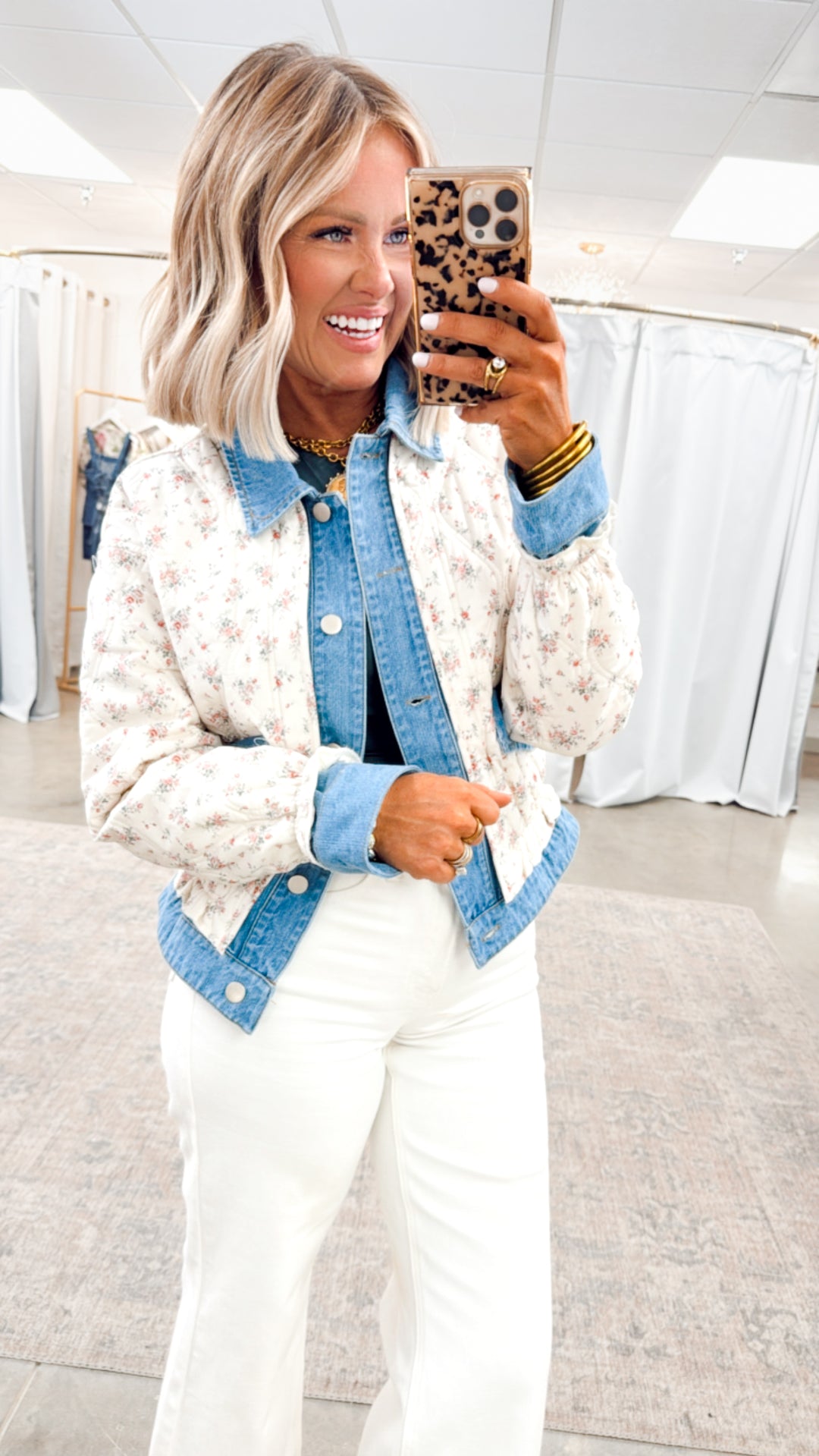 Quilted Floral Print Jacket