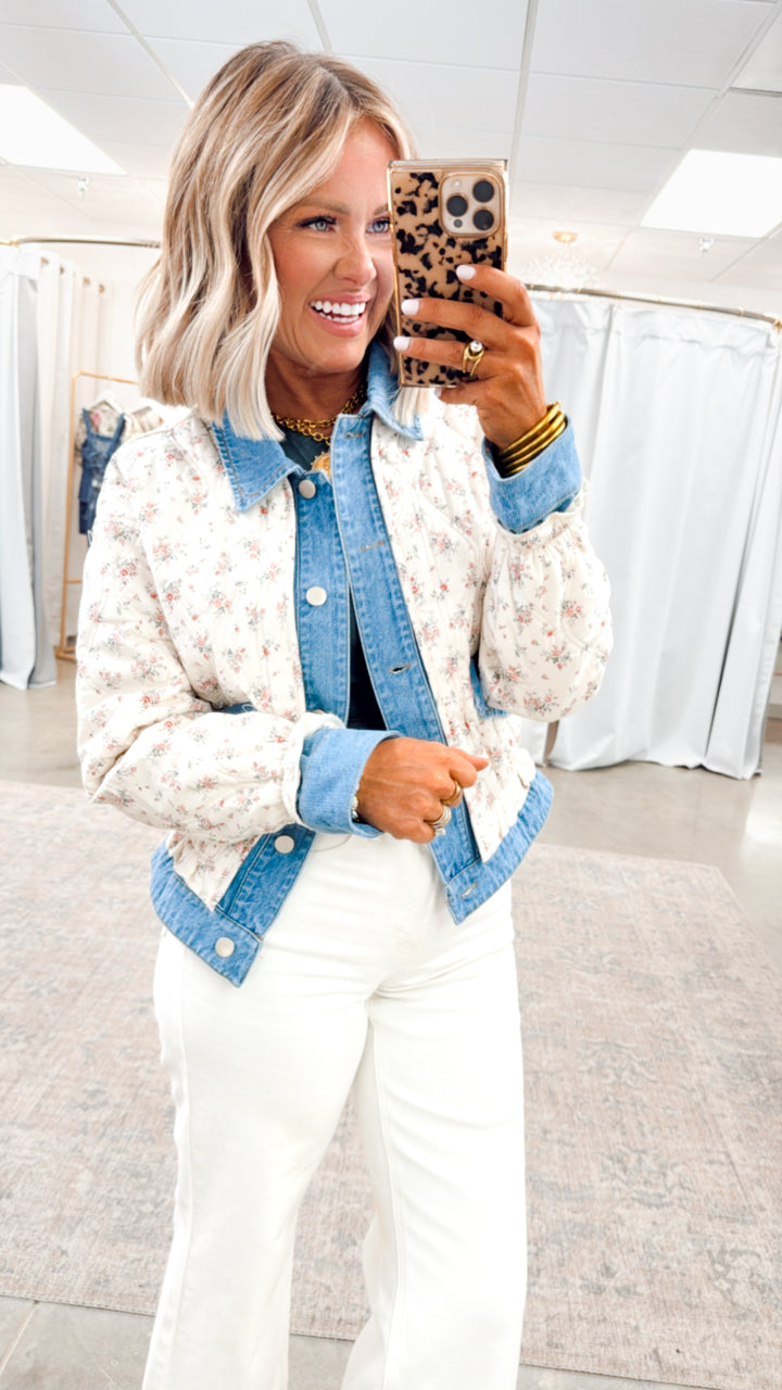 Quilted Floral Print Jacket