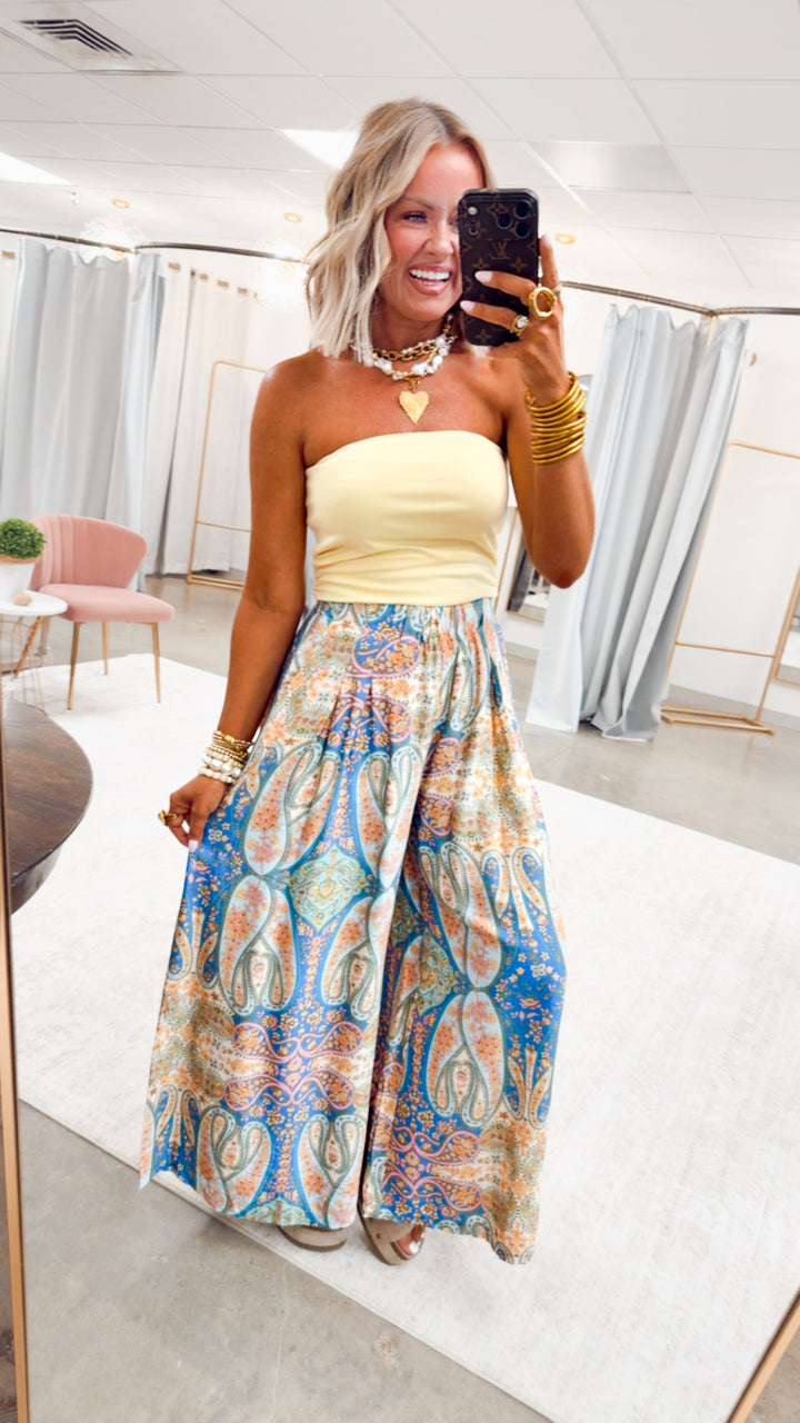 The Tropic Breeze Wide Leg Pants-Blue