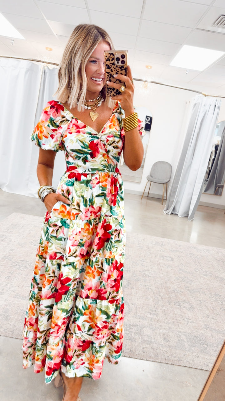 Full Bloom Floral Print Maxi Dress
