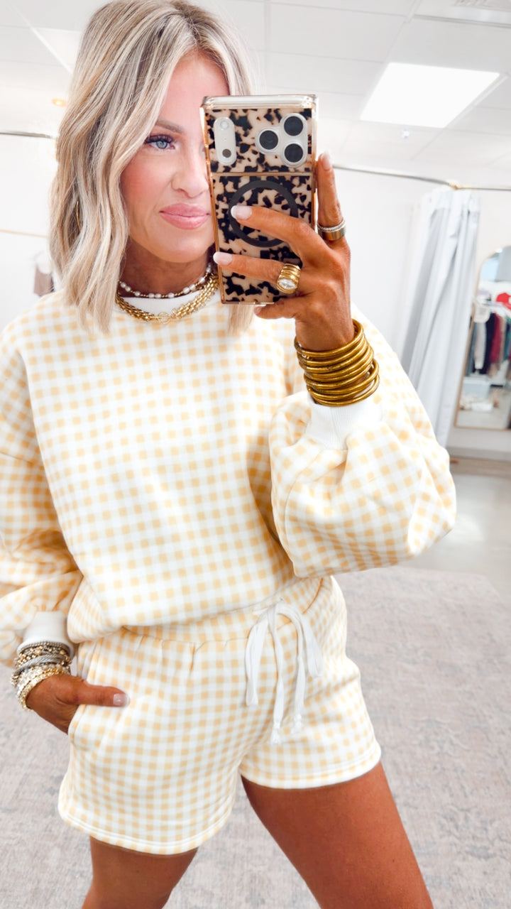 Gingham Lounge Set-Yellow