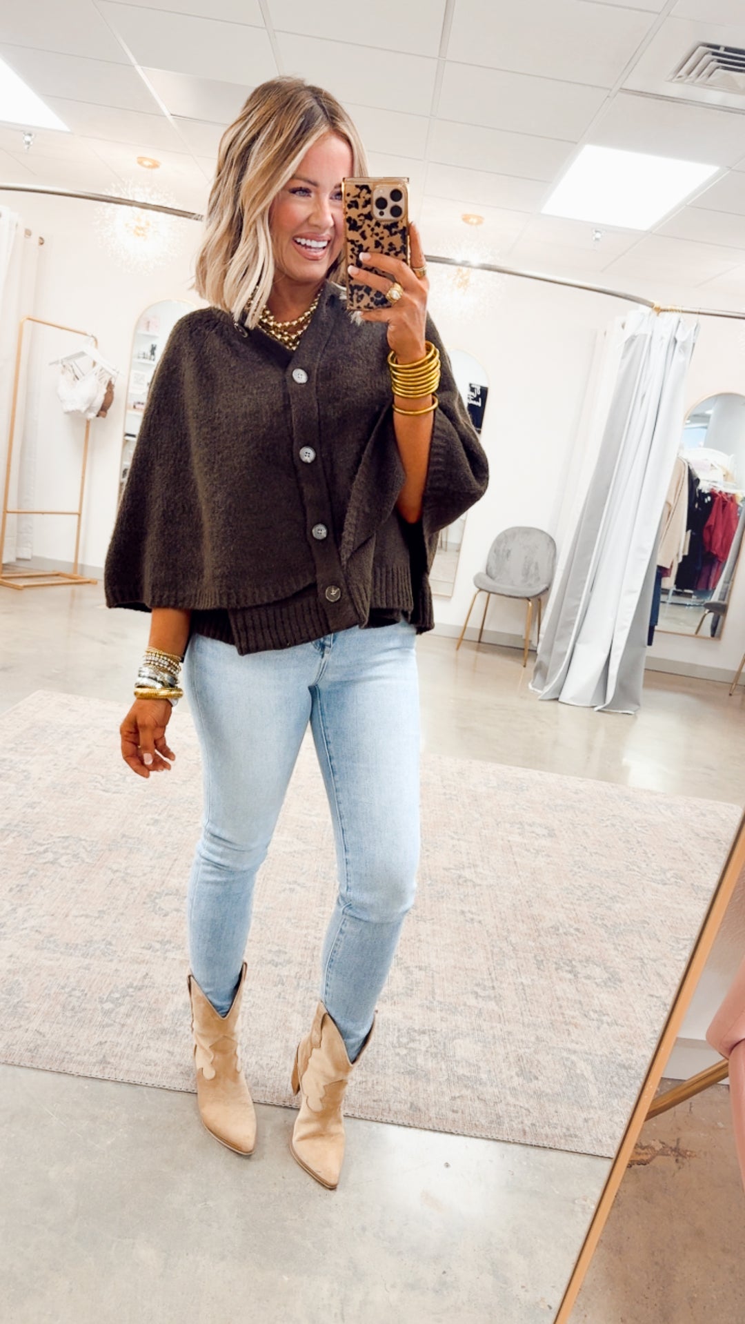 Sweater Cape Cardigan-Espresso