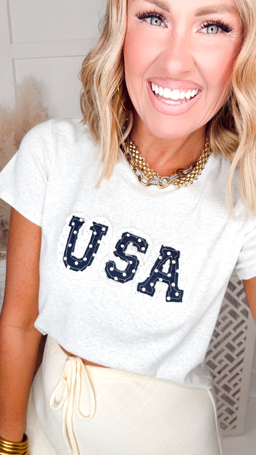 USA Lace Trim Baby Tee
