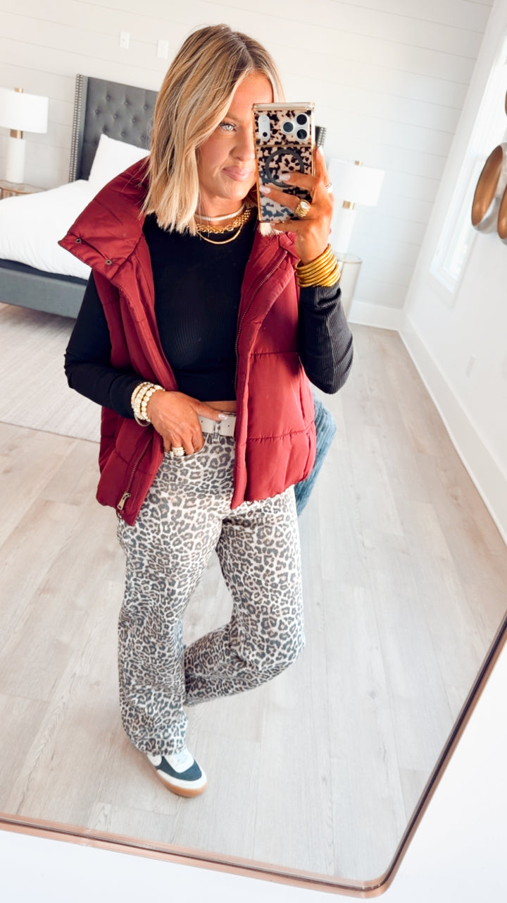 Summit Puffer Vest-Burgundy