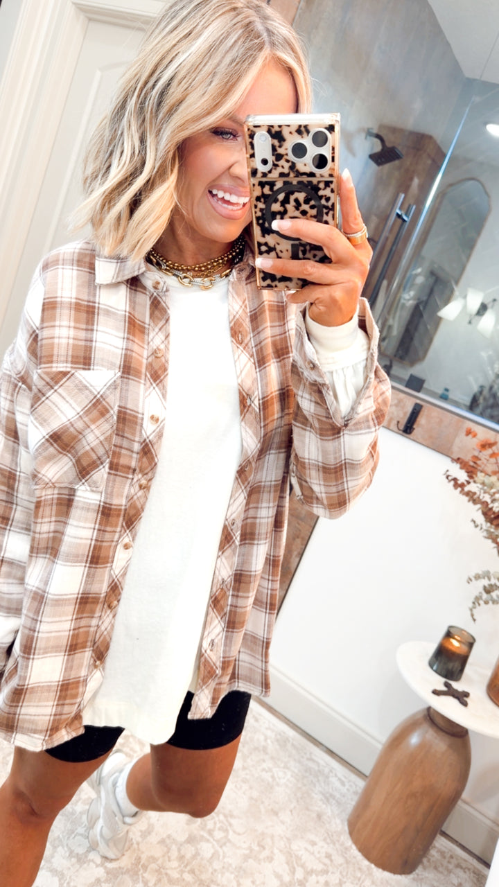 Mocha Flannel Top