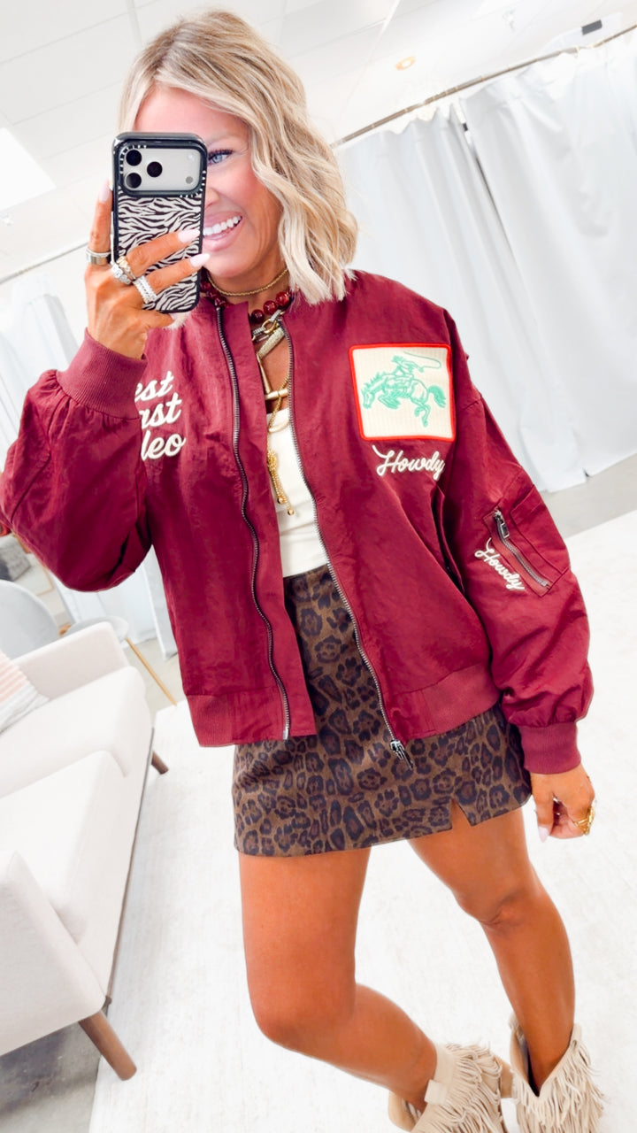 West League Bomber Jacket-Burgundy