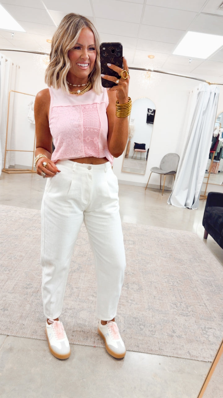 Lola Panel Tank-Pink Blush