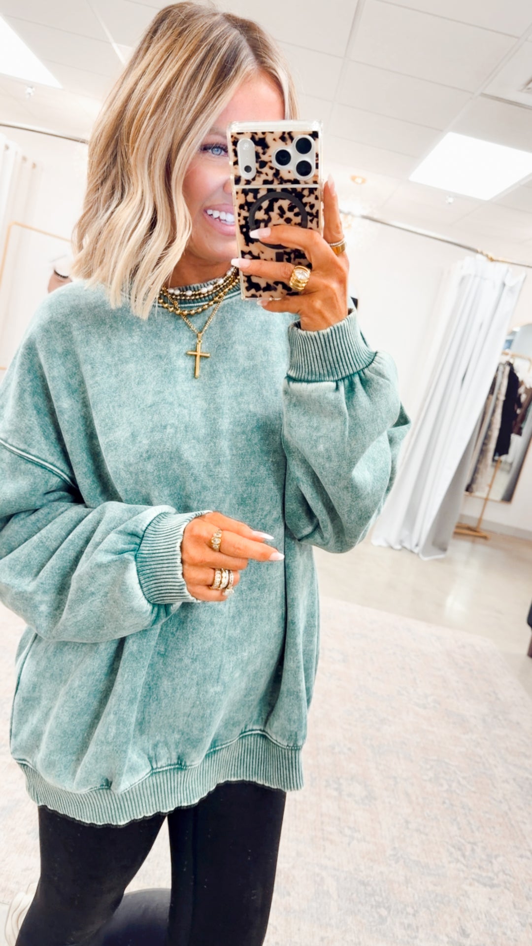 Green Acid Washed Pullover