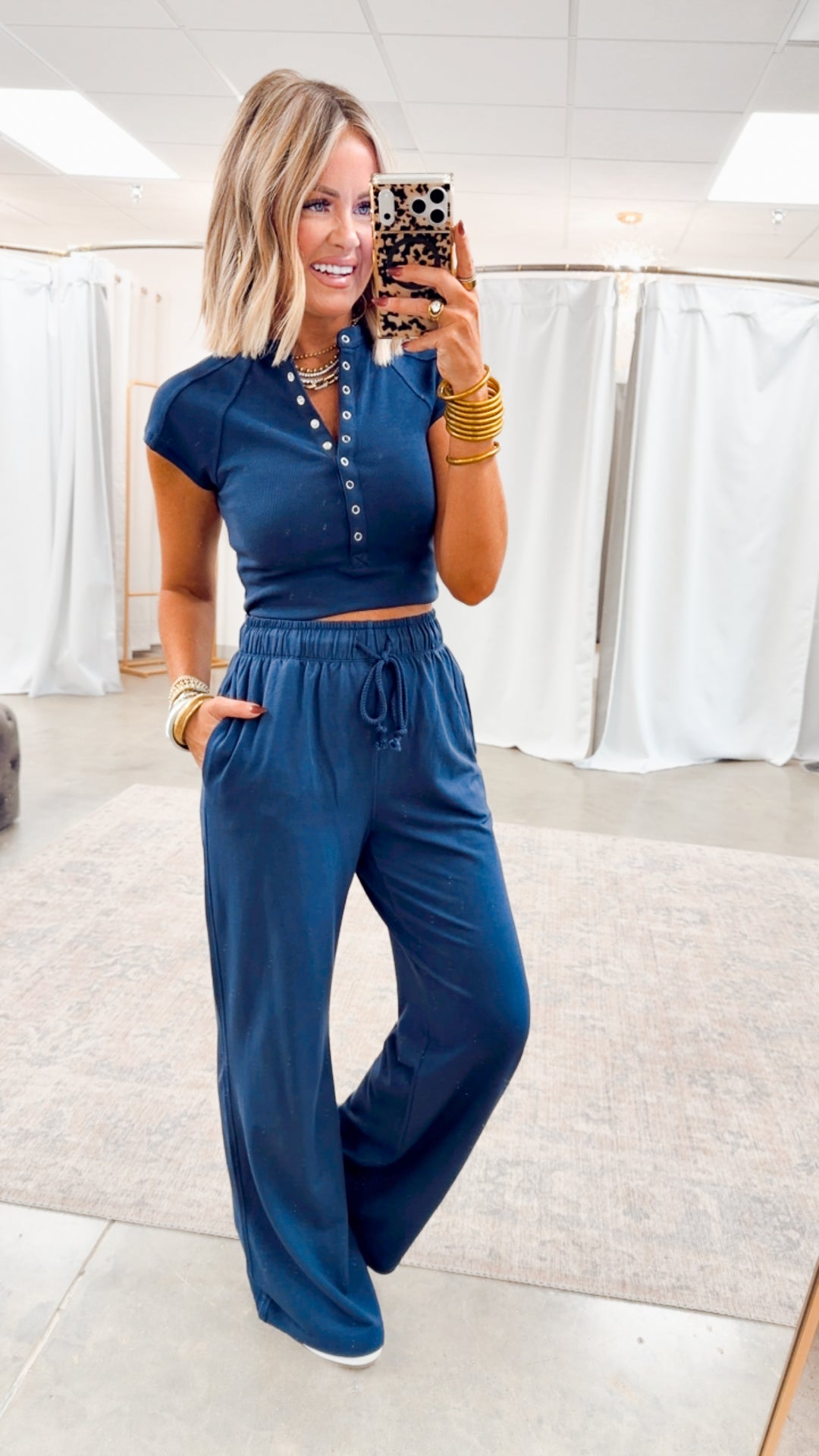 Evie Raglan Top & Pant Set-Navy