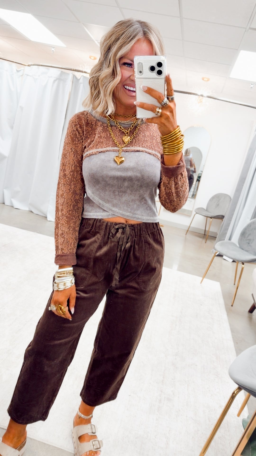 The Laced In Love Top-Cocoa