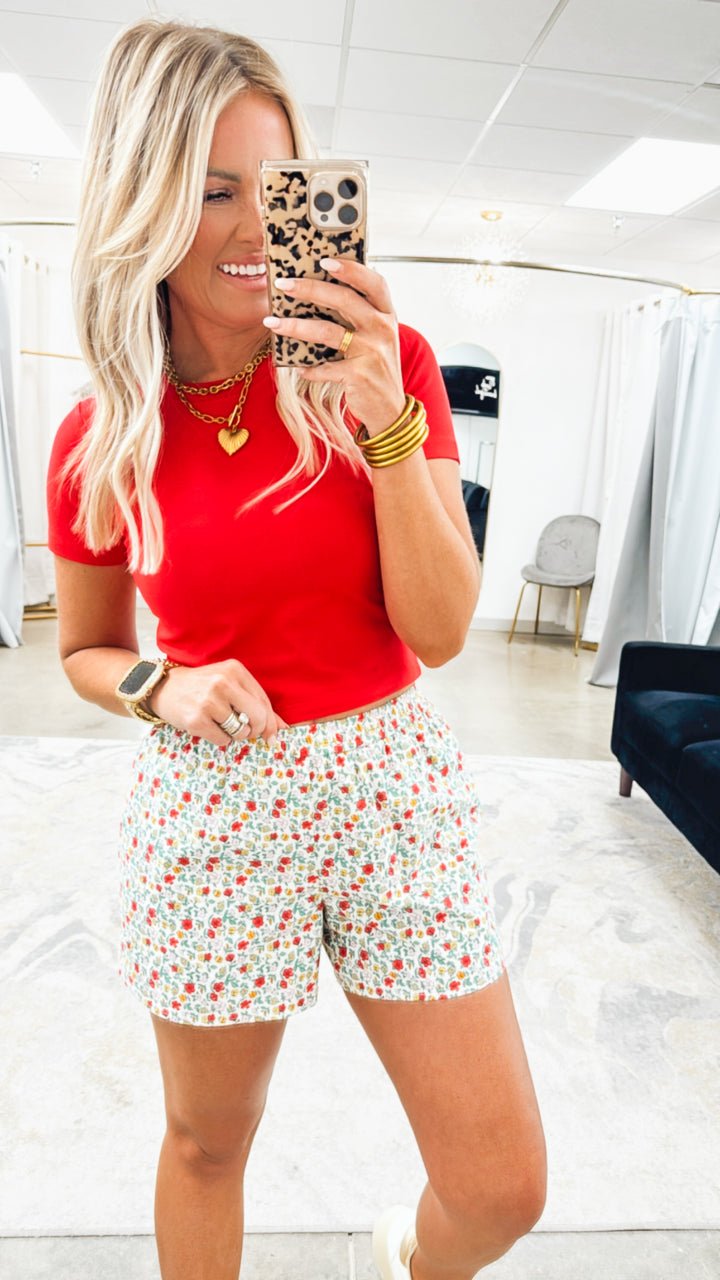 Casual Cropped Top-Ruby
