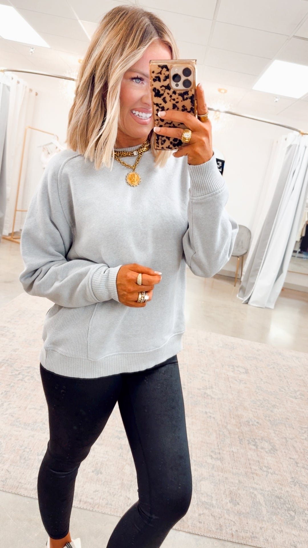 Grey Plush Raglan Sweatshirt