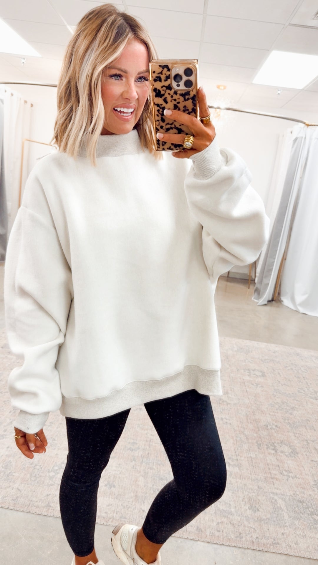 Ash Grey Reversible Mock Neck Sweatshirt