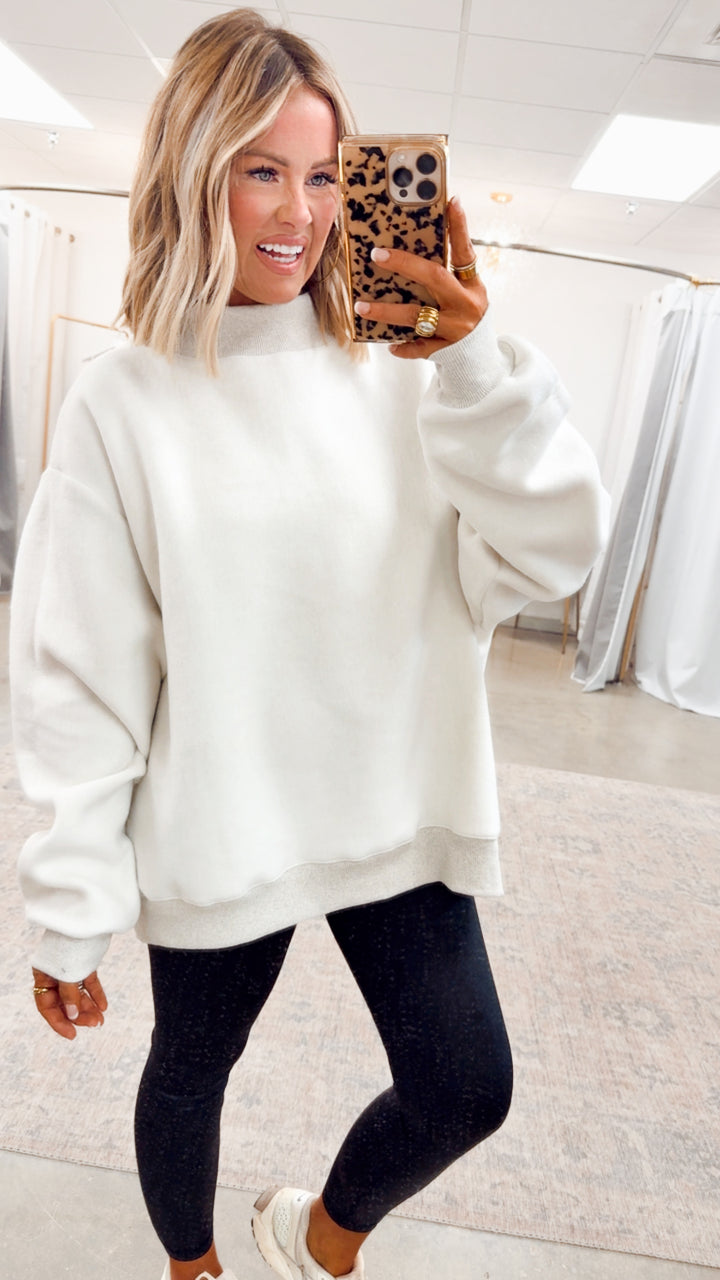 Ash Grey Reversible Mock Neck Sweatshirt