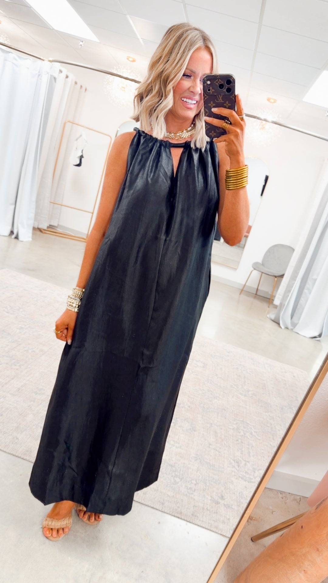 Halter Tie Back Dress-Black