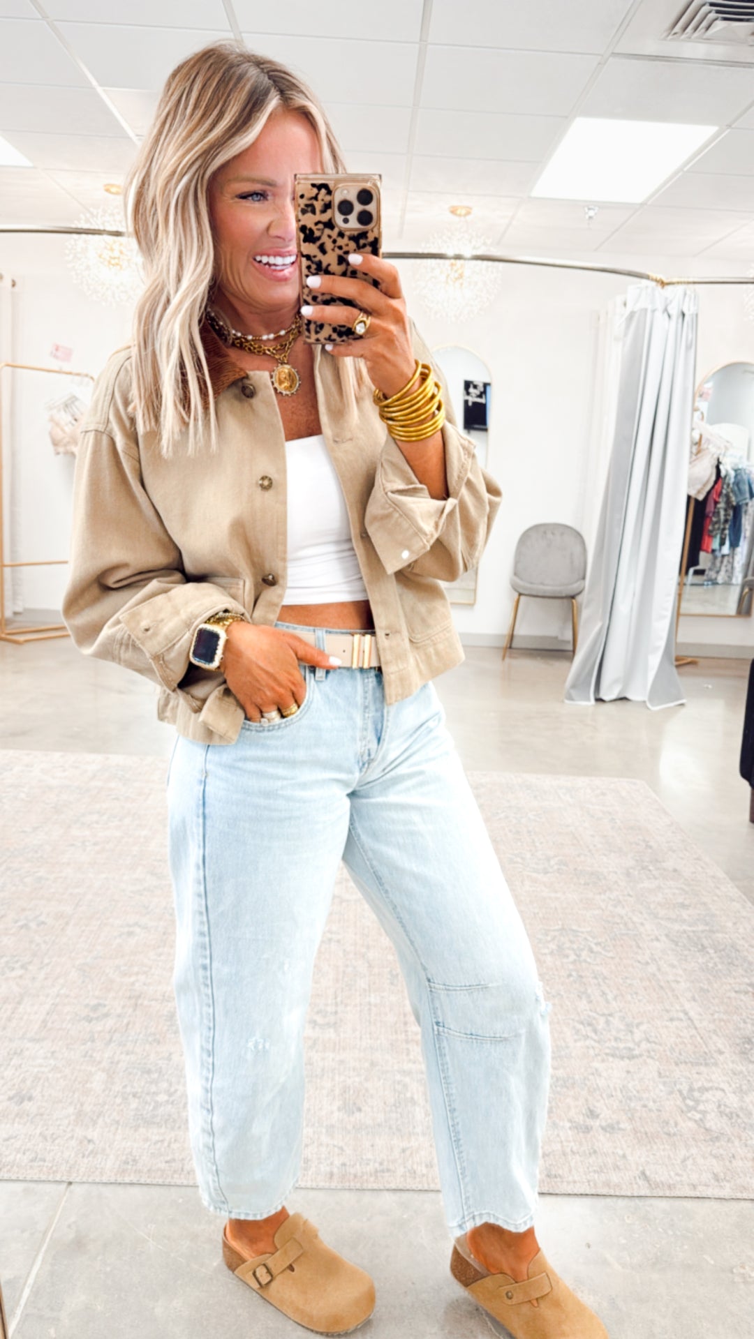 Dakota Cropped Barn Jacket-Taupe