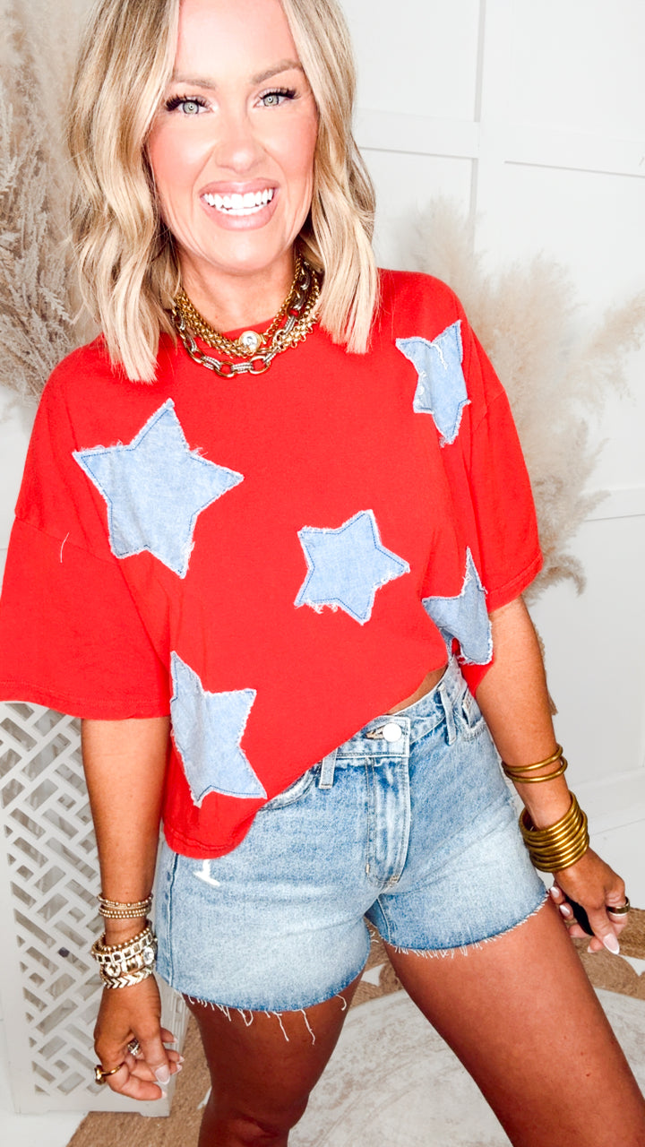The Starstruck Patch Top-Red