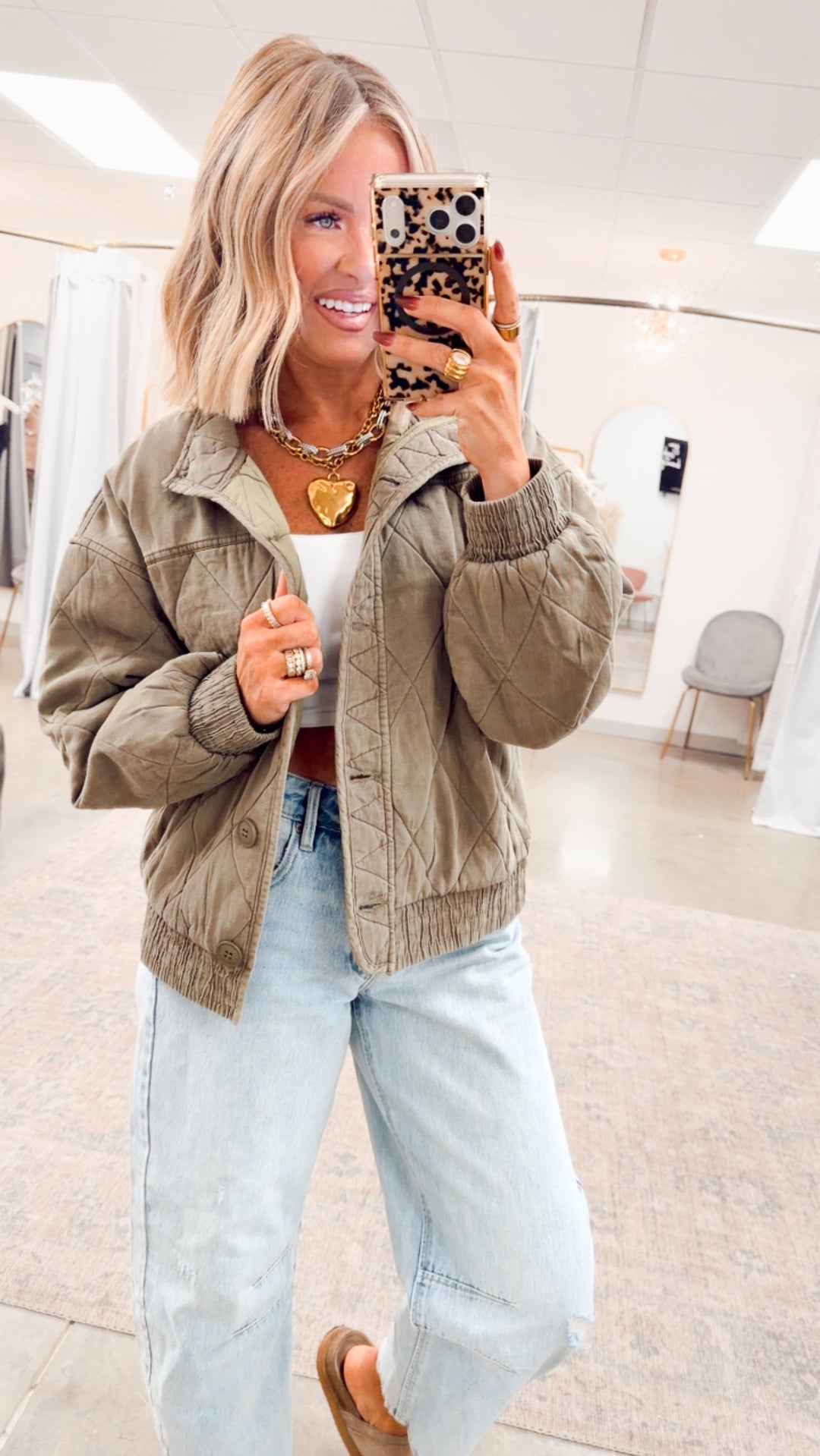 The Magnolia Quilted Jacket-Olive