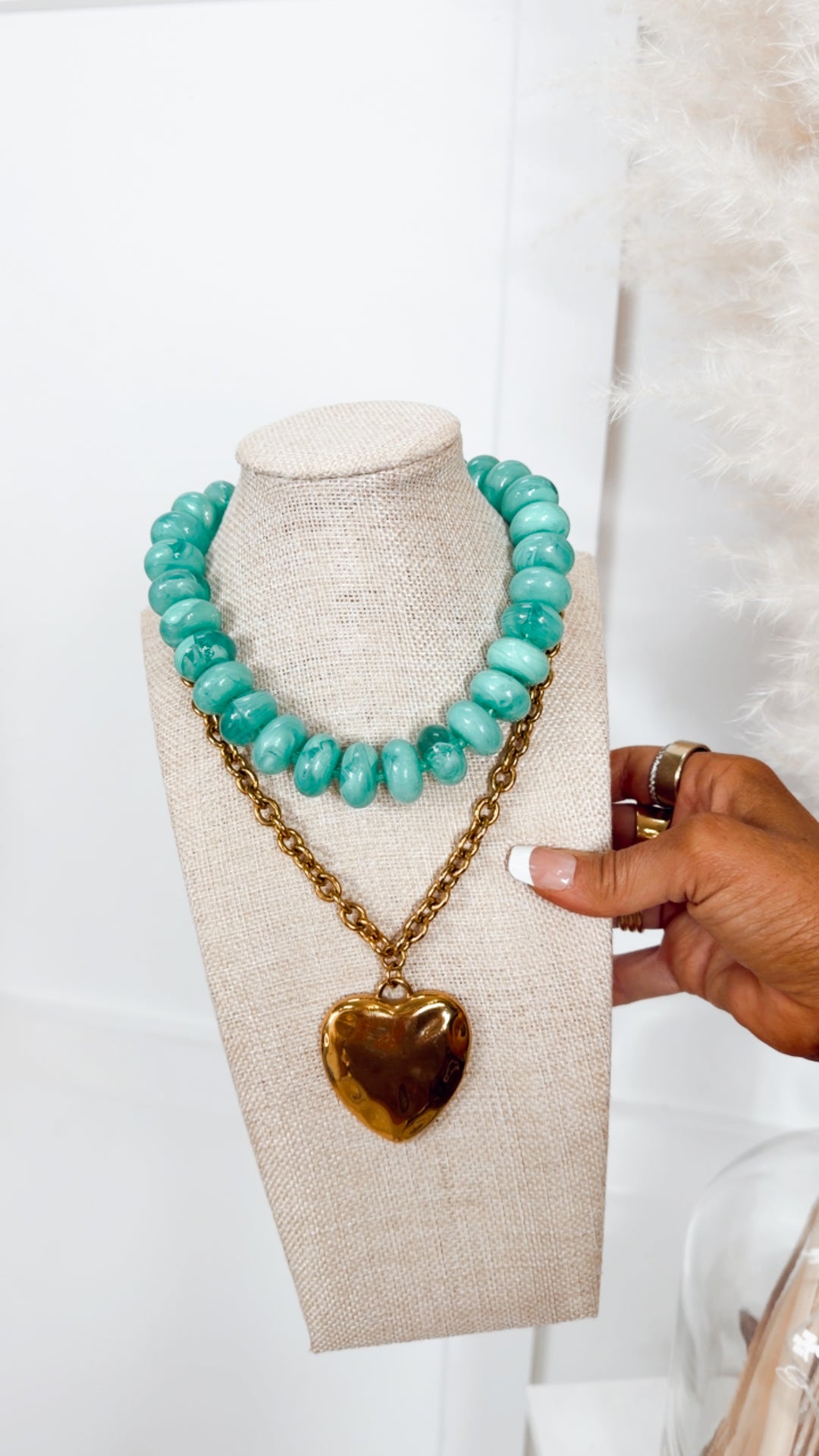 The Bailey Chunky Beaded Necklace-Turquoise