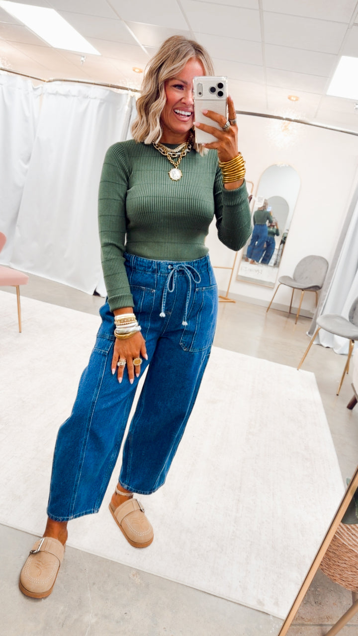 The Pretty Lines Sweater-Moss