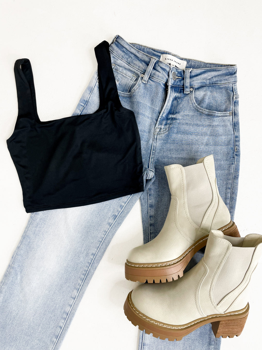 Black Square Neck Cropped Tank